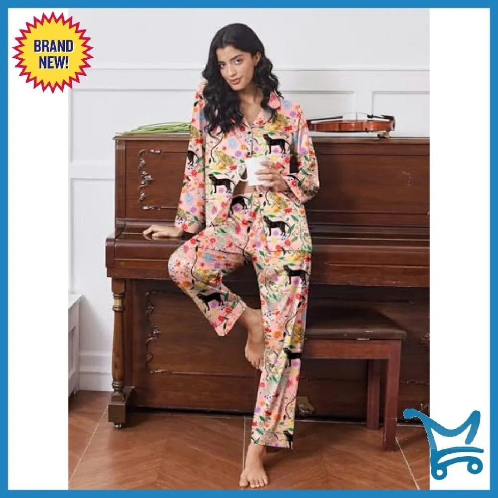 Satin Pajama Set 2-Pack Button Down Sleepwear Soft Lounge Wear